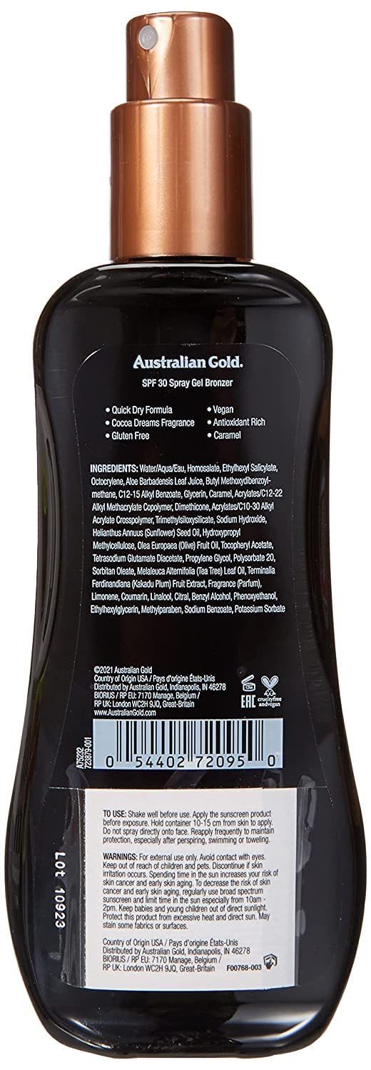 Australian Gold Spf#30 Spray Gel With Bronzer 8 Ounce (237ml) (3 Pack) Beauty & Personal Care Australian Gold