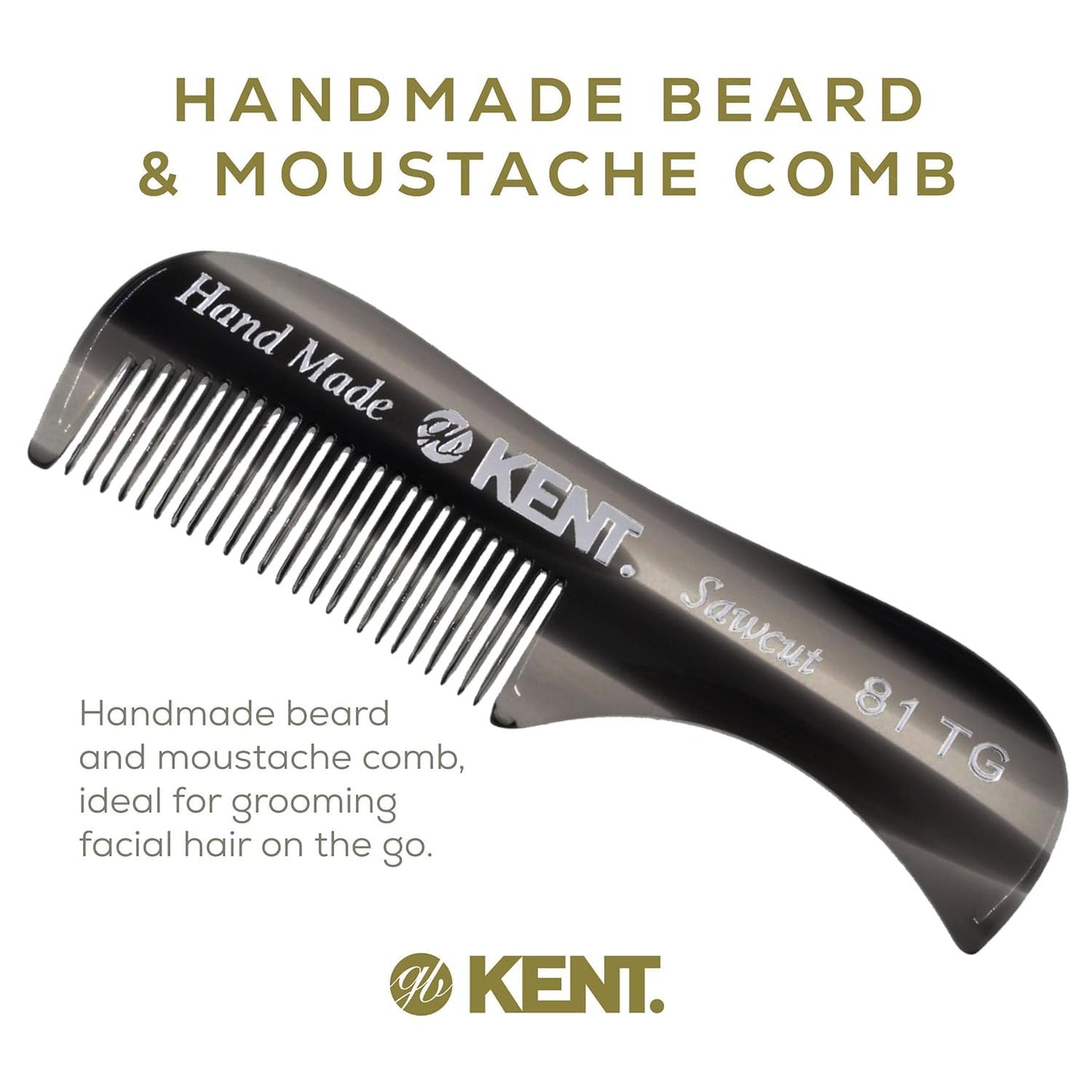 KENT A 81T Graphite X-Small Men's Beard Mustache Pocket Comb, Fine Toothed for Facial Hair Grooming and Styling. Hand-Made of Quality Cellulose Beauty and Personal Care KENT