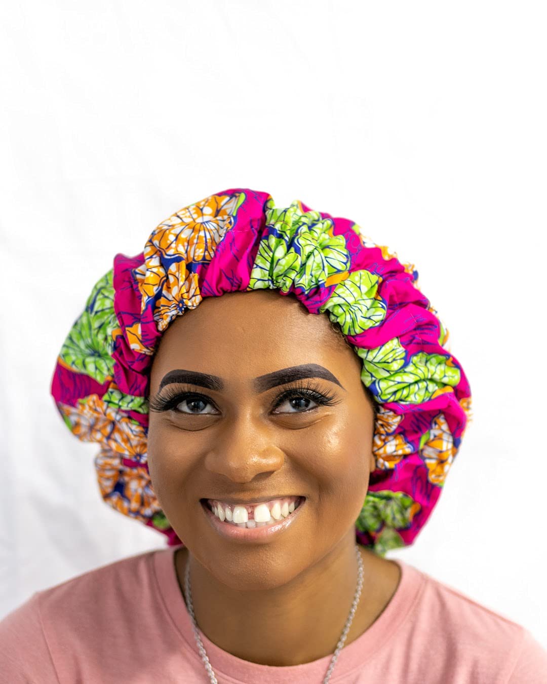 Hair Bonnets for Black Women Curly Kinky Hair Locs and Braids Double Layer Stretch Satin Protective Sleep Cap (Pink(OLA)) Beauty and Personal Care NOT AVAILABLE