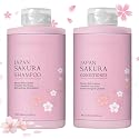 Shampoo and Conditioner Set for Women & Men, Cherry Blossoms Hair Shampoo & Conditioner for Curly, Straight, Dry and Damaged Hair - Moisturizing Beauty & Personal Care MeiPlumLai