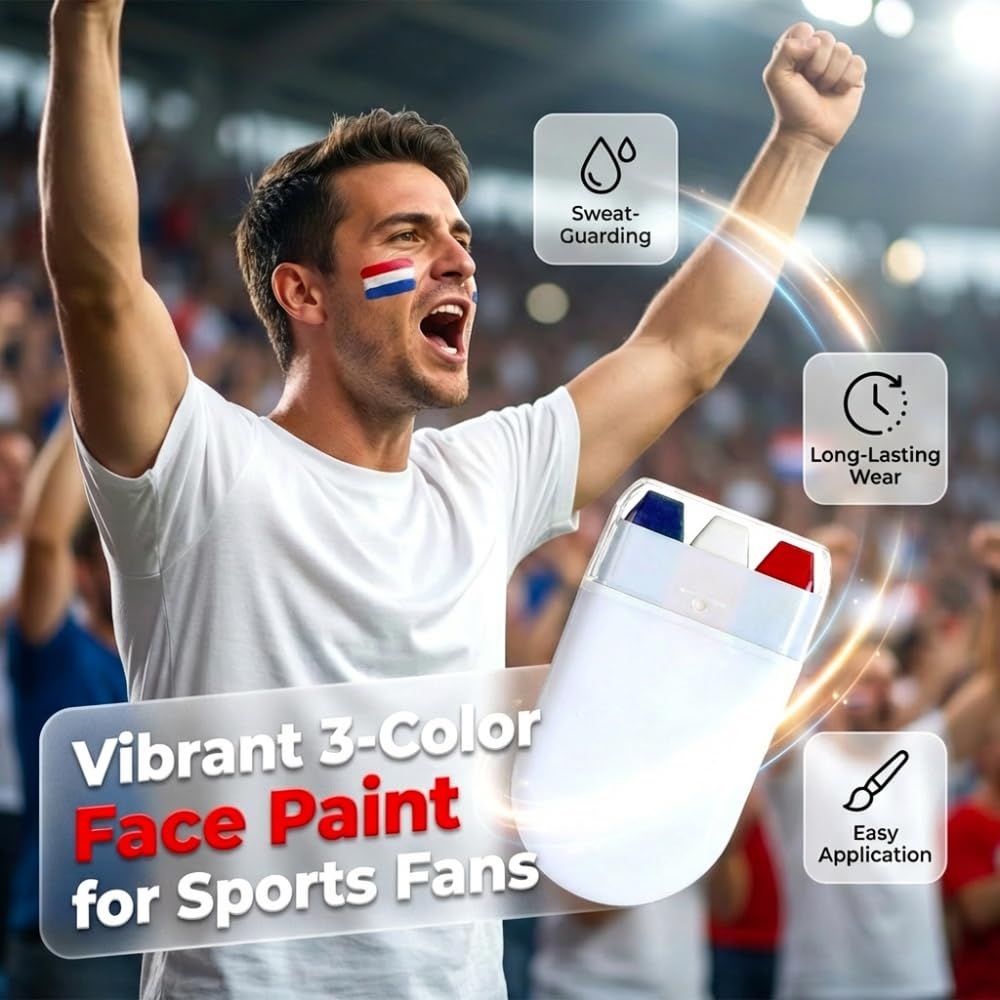 Face Paint Stick, Washable National Flag Face Paint Stick for 2026 Football Rugby Baseball Soccer, Eye Black Face & Body Paint for Outdoors Game Beauty & Personal Care AprYew