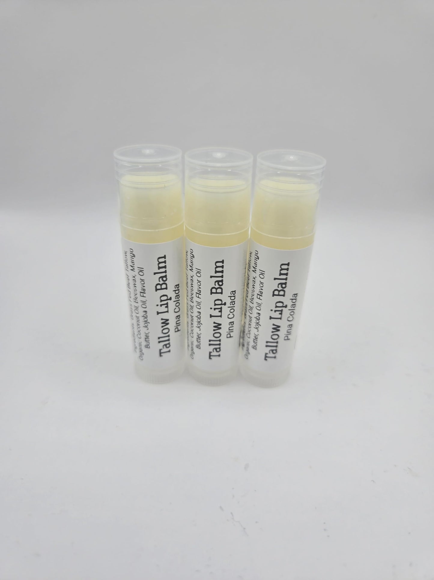Tallow Lip Balm (3 Pack) (Pina Colada) Handmade Grass Fed Beef Tallow Lip Balm with Nourishing Oils Beauty and Personal Care Pilgrimage Vibes