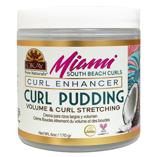 OKAY Miami South Beach Curls Curl Enhancer Curl Pudding 6 oz - Moisturizing Curl Defining Cream for Curly, Coily & Wavy Hair - Frizz Control, Deep Beauty & Personal Care OKAY