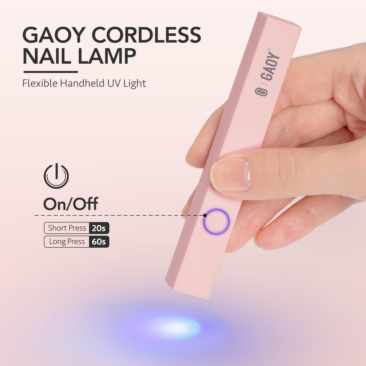 GAOY Handheld UV Light for Gel Nails, Mini Nail Lamp, Portable Cordless Rechargeable, Fast Curing, Pen Lamp Pink Beauty and Personal Care GAOY