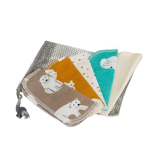 5-Count Organic Cotton Flannel Wipes - Reusable, Quick-Drying, Soft & Absorbent | Decorative Print Cloths for Delicate Skin, Facial Care & Daily Beauty & Personal Care Wild & Pure