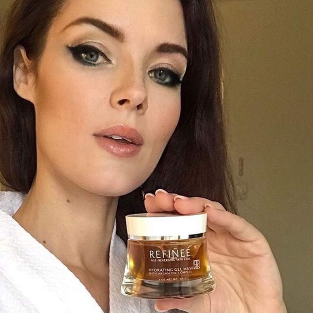 Refinee Hydrating & Repairing Gel Face Mask with Argan Oil for Dry & Damaged Skin 2oz Beauty & Personal Care Refinee