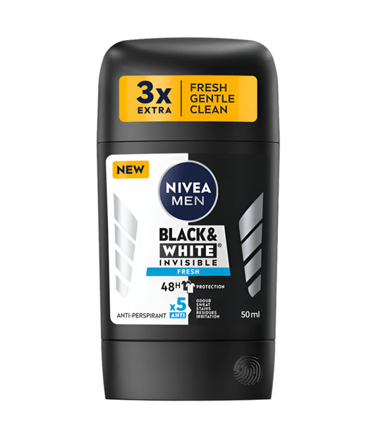 Nivea Men Black & White Invisible Fresh Stick Deodorant - 50 ml Beauty and Personal Care NIVEA