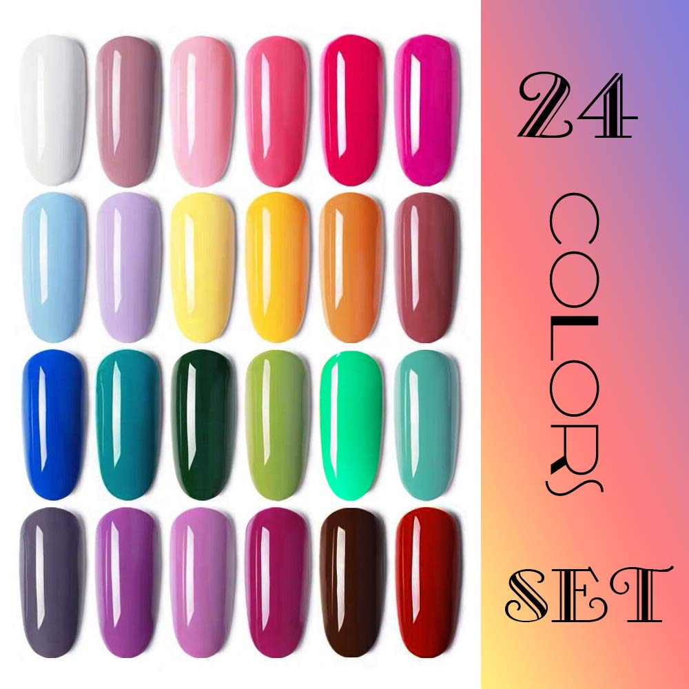 Vishine Gel Nail Polish 24 Colors Set Soak Off Gel Nail Polish Kit Nail Art Manicure Pedicure New Starter Pretty Color Collection Gift Set 8ml Beauty & Personal Care Vishine