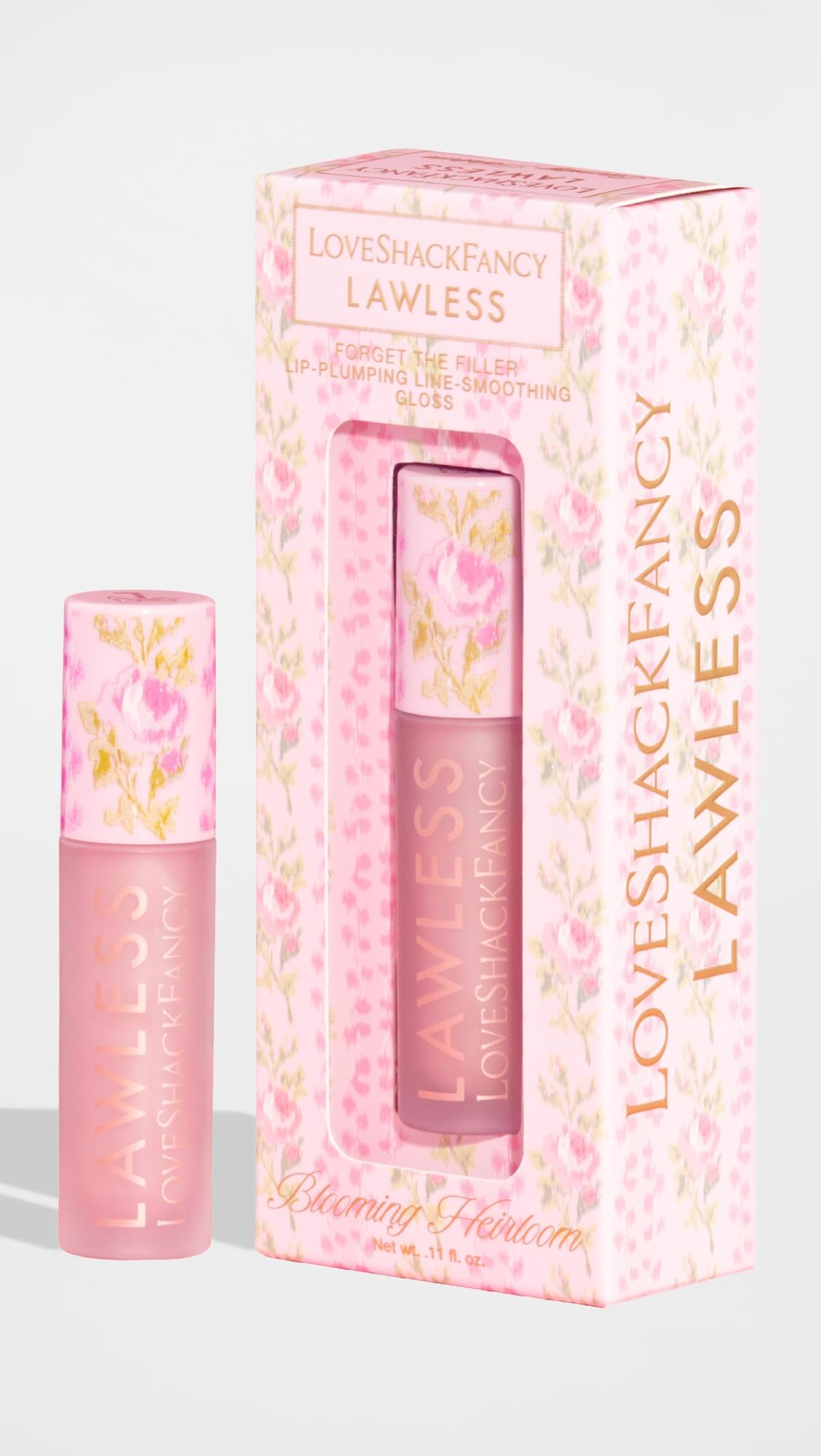 Lawless Women's x LoveShackFancy Forget The Filler Lip Plumping Gloss, Blooming Heirloom, Pink, 0.11 Ounce Beauty & Personal Care Lawless