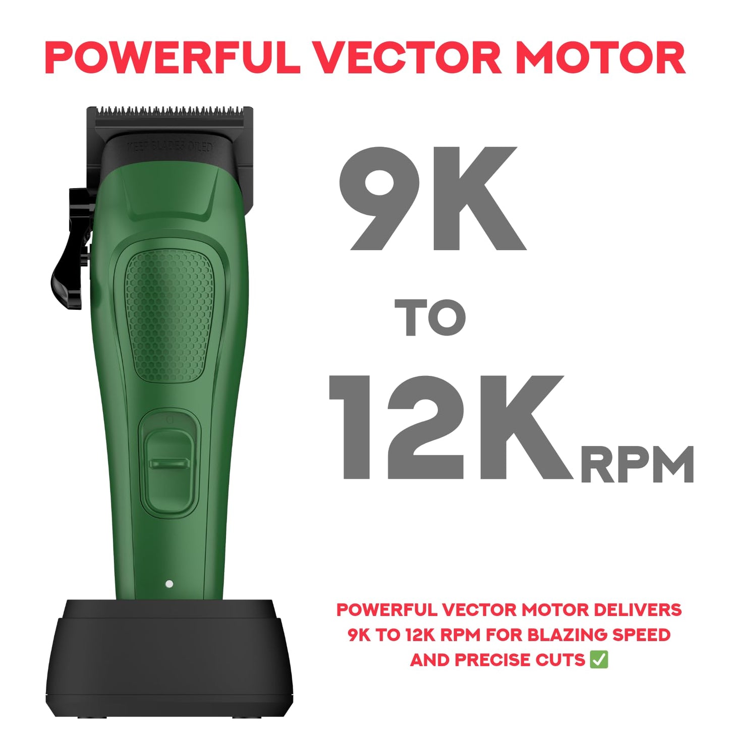 Supreme Trimmer Darkstar 82 Metal Body Clipper w. Magnetic Vector Motor - 180 Min Run Time, 9100 RPM Hair Clipper - Low Noise Professional Barber Beauty and Personal Care Supreme Trimmer