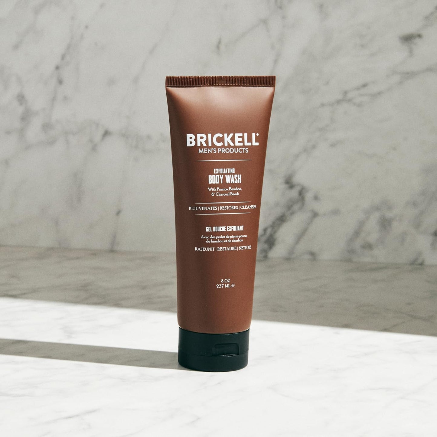 Brickell Men's Exfoliating Body Wash, Body Scrub and Gel Wash to Cleanse and Reveal Fresh, Clear Skin, With Bamboo, Charcoal, and Pumice, 8oz, Fresh Beauty & Personal Care Brickell Men's Products