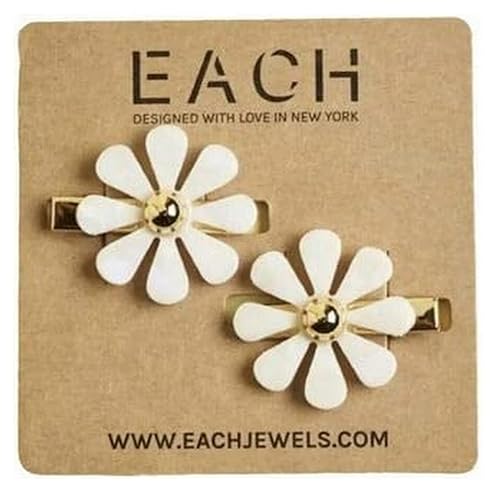 Each Jewels Flower Hair Clips 2 Pack, Shiny Pearl petals Daisy Hair Clips Beauty & Personal Care ALAZCO