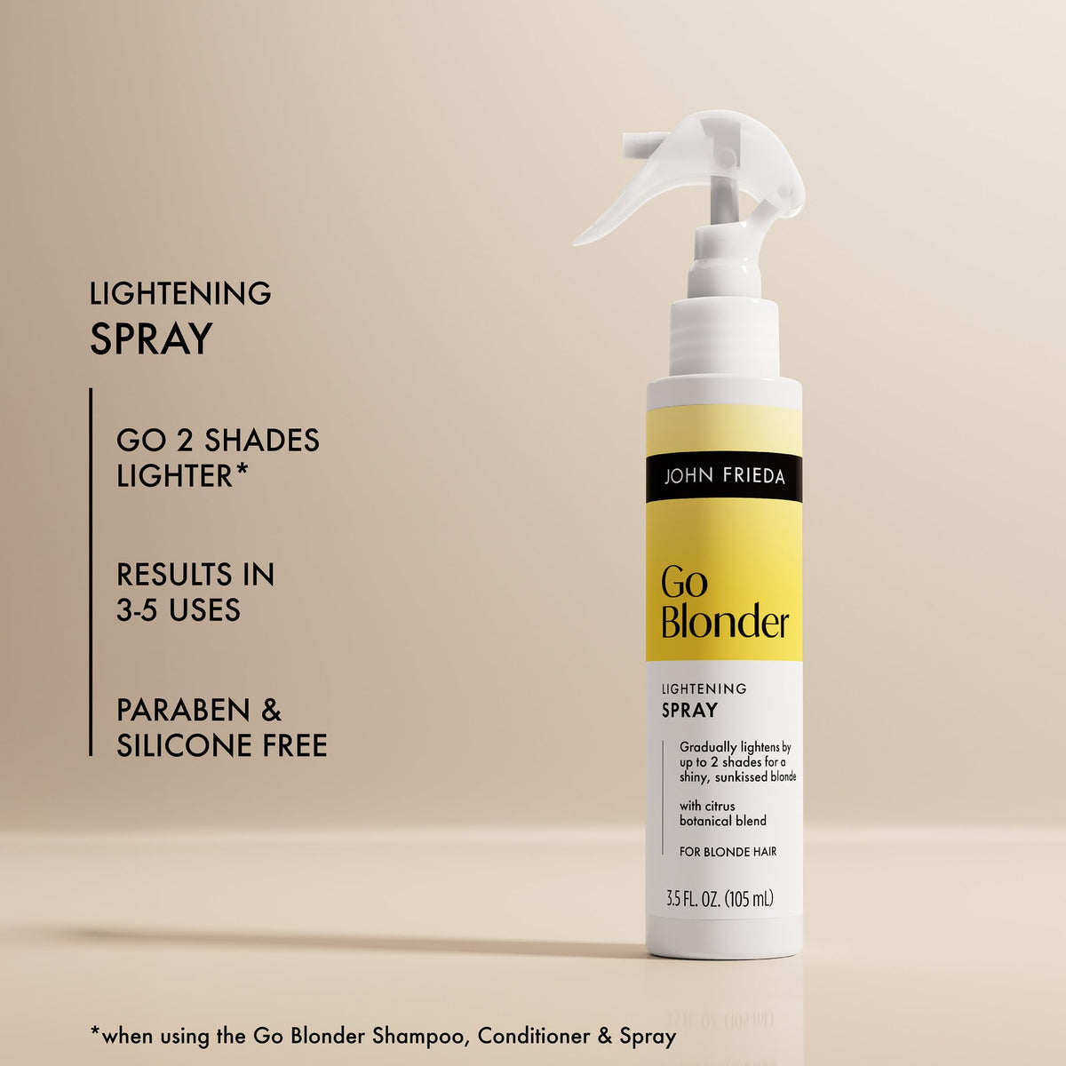 John Frieda Go Blonder Gradual Hair Lightening Spray, 3.5 fl oz, Pack of 2