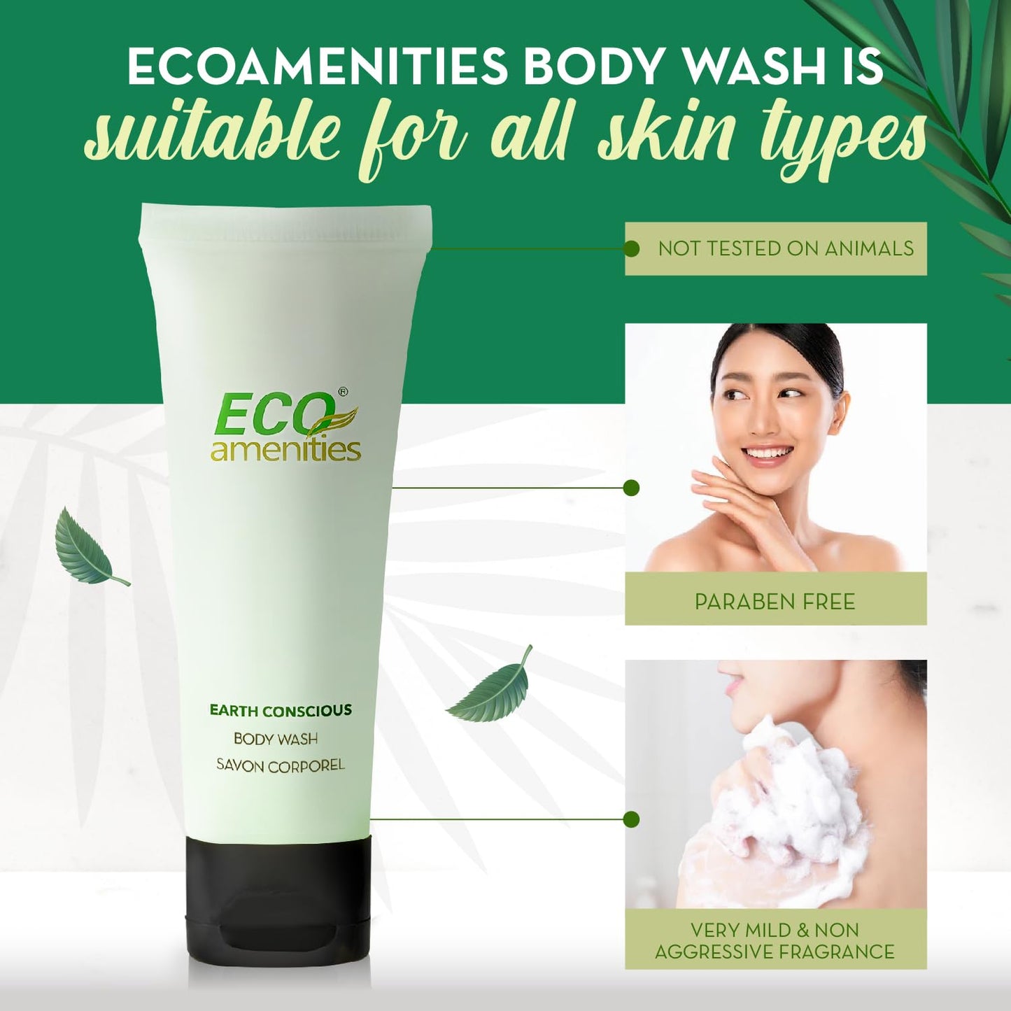 ECO amenities Hotel Body Wash - TSA Approved Travel Shower Gel - Leak-Proof Individual Body Wash - Cruelty-Free Mini Toiletries - 0.75 Fl Oz, Pack Beauty & Personal Care ECO amenities