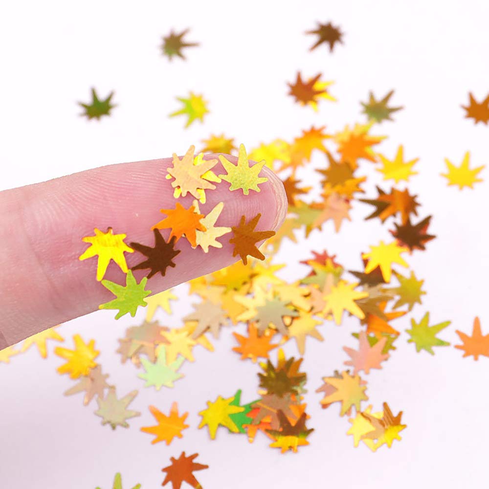 12 Colors Fall Leaf Glitter Nail Sequins - 3D Maple Leaf Holographic Nail Art Flakes Colorful Confetti Glitter Sticker Decals Manicure Nail Art Design Beauty & Personal Care Qdsuh