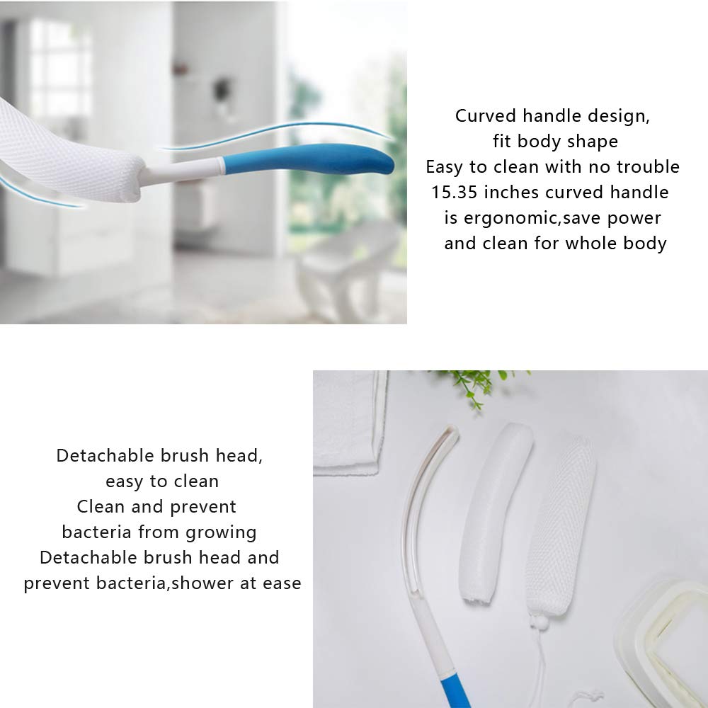 MagiDeal Vinyl Quote Me Long Anti-Slip Curve Handled Bath Body Brush, Easy Reach for Seniors, Suitable for Elderly/Pregnant Aid Bathing & Shower Beauty and Personal Care VANSUN