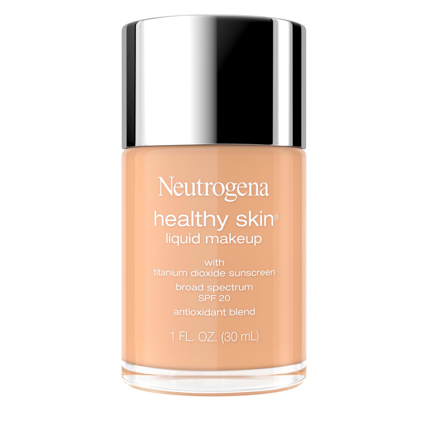 Neutrogena Healthy Skin Liquid Foundation Makeup Broad Spectrum SPF 20 Sunscreen, Medium Coverage, Vit B5, Antioxidants, All Day Wear, Tan 340W, 1 fl. Beauty & Personal Care Neutrogena