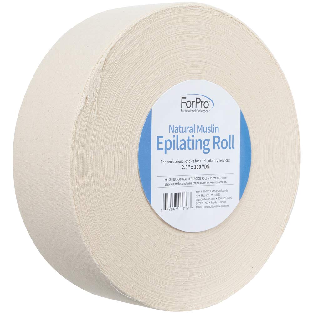 ForPro Premium Natural Muslin Epilating Roll for Body and Facial Hair Removal, Tear-Resistant, Lint-Free, 2.5” W x 100 Yards, Natural Beauty and Personal Care ForPro Professional Collection