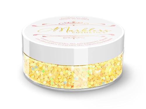 MARBLERS Mermaid Shaped Face & Body Glitter [Yellow] 0.18oz (5g) | Chunky | Chopped | Flake | Non-Toxic | Vegan | Cruelty-Free | Festival, Rave Beauty & Personal Care MARBLERS