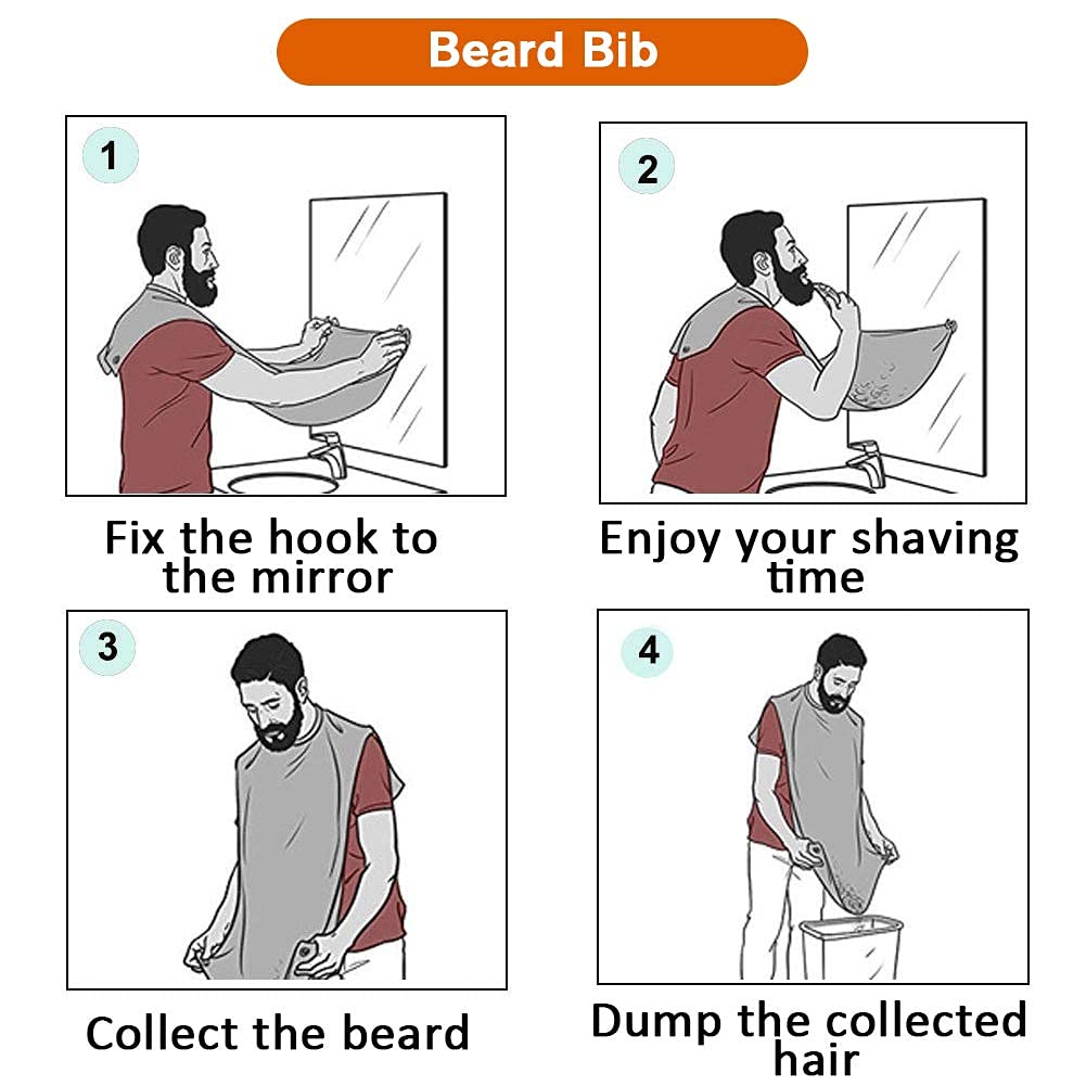 Showvigor Beard Bib Beard Apron, Gift Beard Trimming Catcher Bib for Men Shaving and Hair Clippings, Waterproof Non-Stick Hair Catcher Grooming Cloth Beauty and Personal Care Showvigor