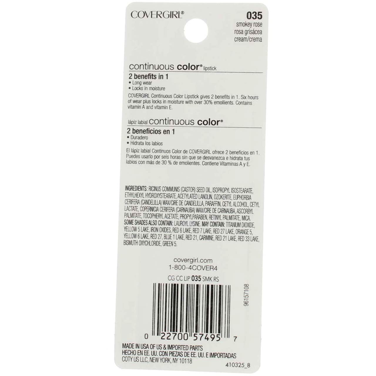 CONTINOUS CLR LP SMOKEY ROSE Beauty & Personal Care COVERGIRL