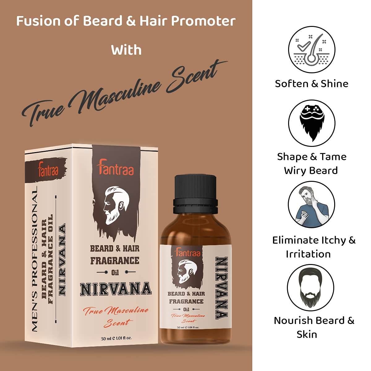 Fantraa Beard and Hair Fragrance Oil - 30 ml (Nirvana) Beauty and Personal Care Fantraa