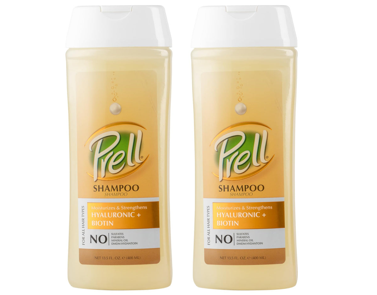 Prell Hyaluronic + Biotin Moisturizes & Strengthens Shampoo for All Hair Types 13.5 fl.oz (Pack of 2)