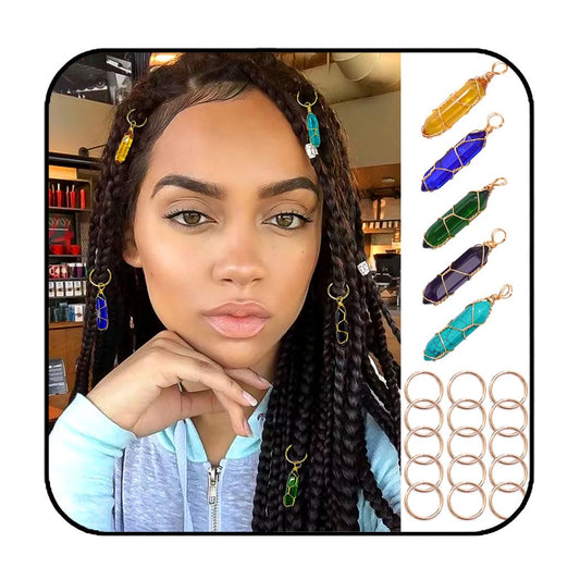 Formery Hair Crystals Locs Natural Stone Gems Braid Jewelry Dread Crystal Charms Accessories for Black Women (5PCS) Beauty & Personal Care Formery