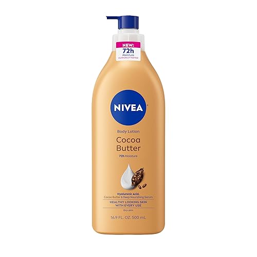 NIVEA Cocoa Butter Body Lotion for Dry Skin with Hyaluronic Acid, Cocoa Butter and Deep Nourishing Serum, 72-Hour Body Moisturizer, 16.9 Fl Oz Pump Beauty & Personal Care NIVEA