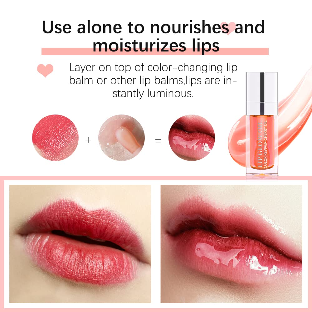 Rmoce Lip Oil, Hydrating Lip Glow Oil, Lip Plumper Gloss, Moisturizing Lip Oil, No-Sticky Transparent Plumping Lip Gloss, Lip Gloss Lip Balm Lip Care Beauty & Personal Care Rmoce