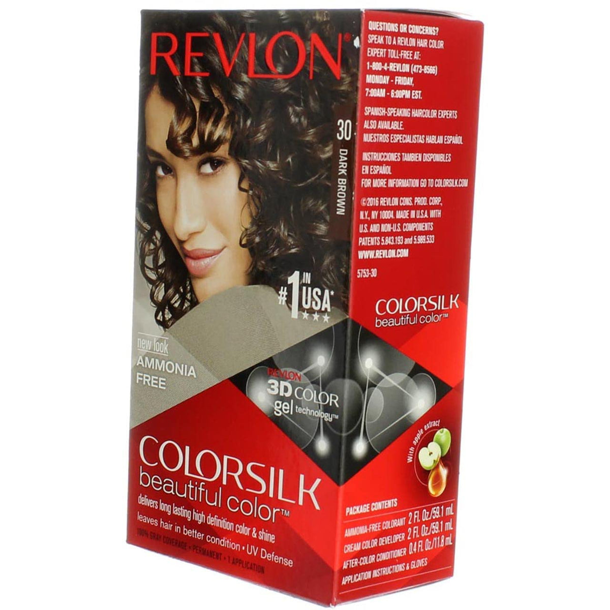 Revlon ColorSilk Hair Color, 30 Dark Brown 1 ea Beauty & Personal Care REVLON