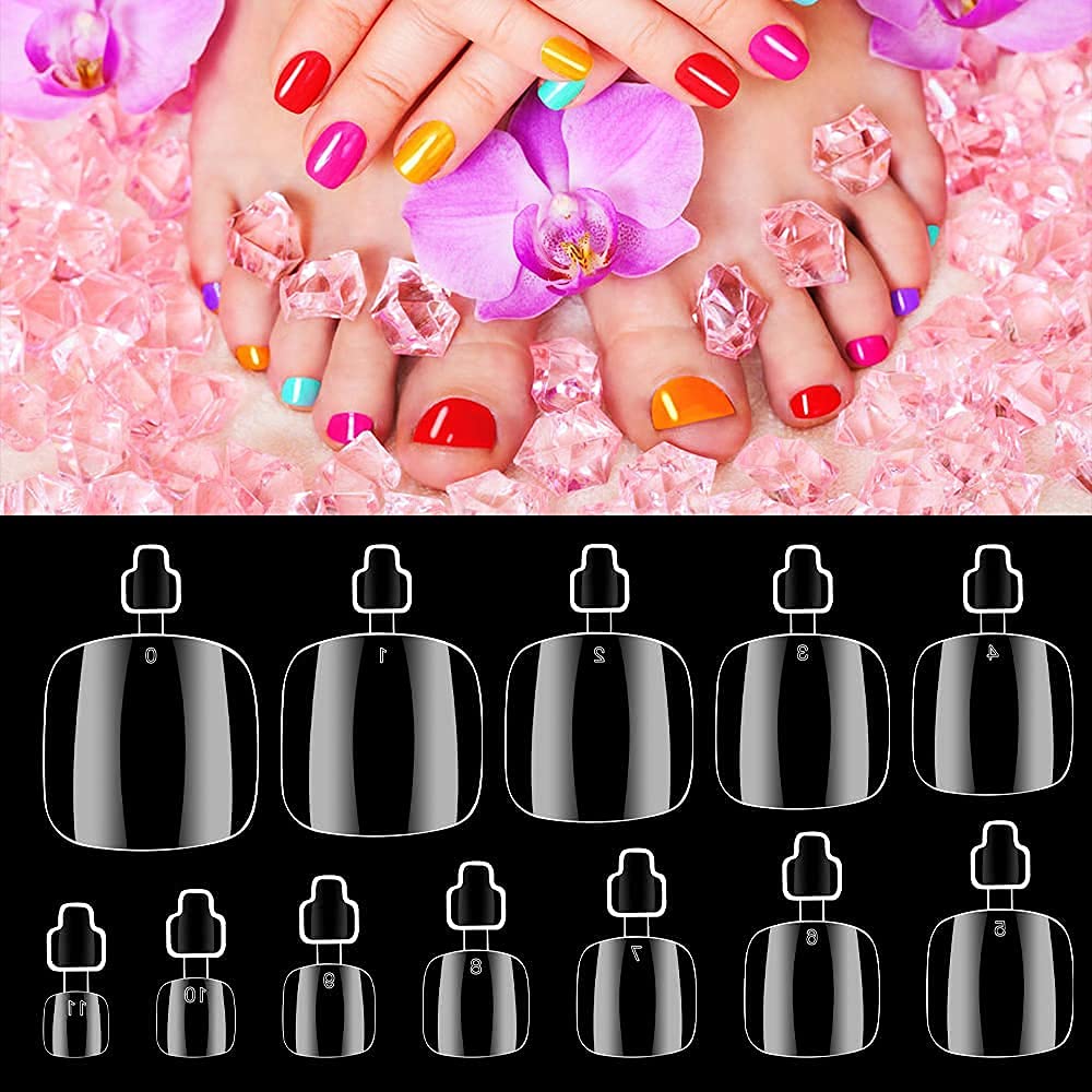 Clear Soft Gel ToeNail Tips, Melous 600PCS Full Cover Nail Tips Gel Nail Tips Clear False Fake Nails Beauty & Personal Care Melous
