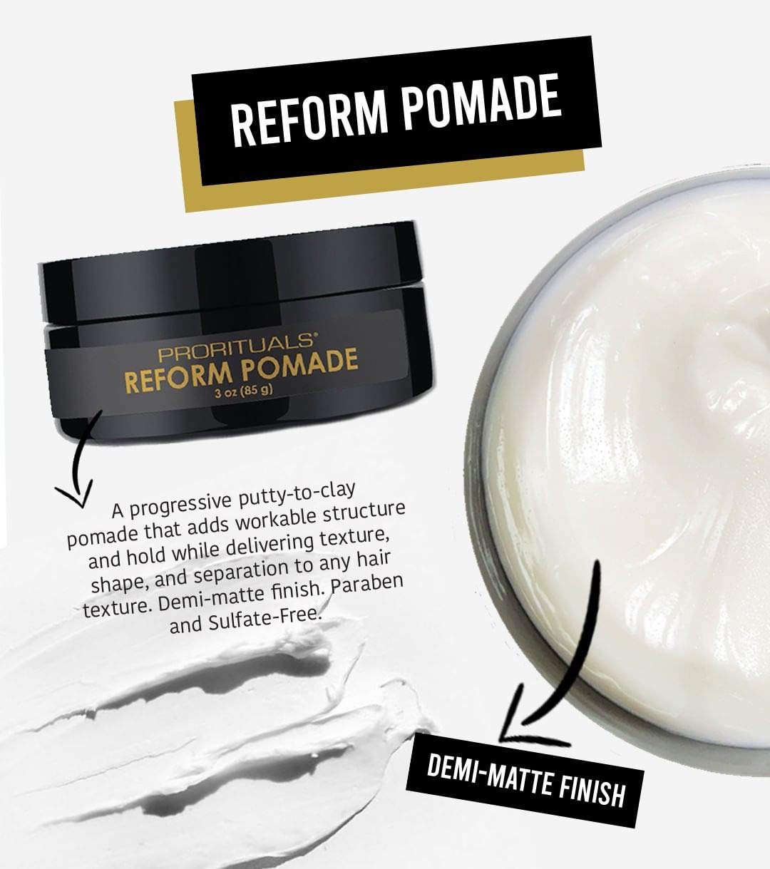 Prorituals Reform Men's Hair Pomade - Hair Pomade for Men & Women, Frizz Control & Styling, Unisex, 3 oz Beauty & Personal Care Prorituals