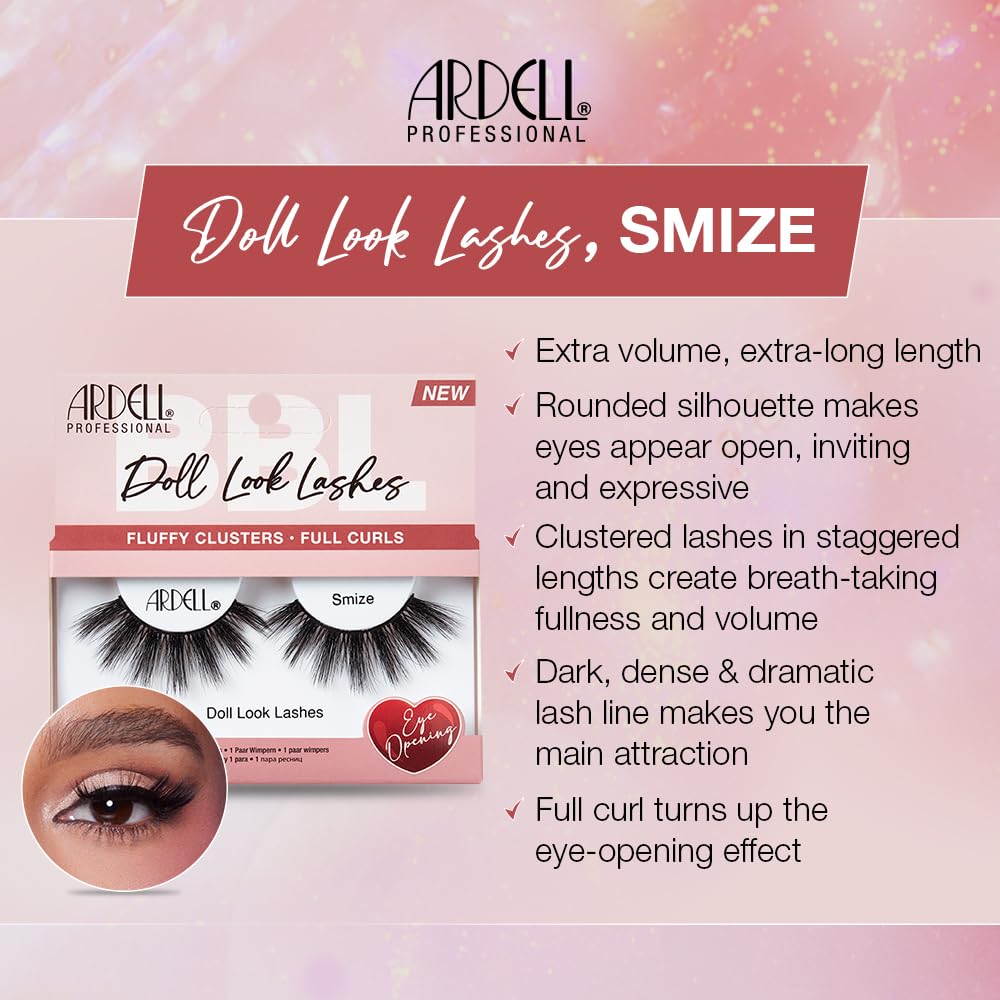 Ardell Doll Lashes Smize - Dramatic Fluffy Volume False Eyelashes, Long-Lasting Strip Lashes, 1 Pack