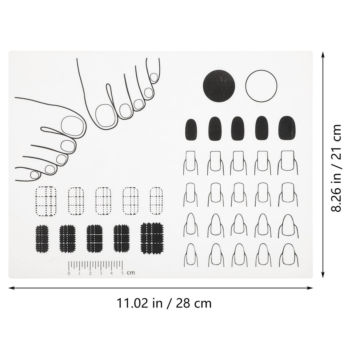 Silicone Nail Mat Acrylic Nail Training Mat Polish Practice Pad Stamping Plate Sticker Trainer Guide Table Cover Palette Tool for Polish Coloring