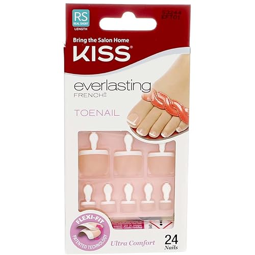 Kiss Everlasting French Toenail Kit Real Short 24 Nail (6 Pack) Beauty & Personal Care KISS