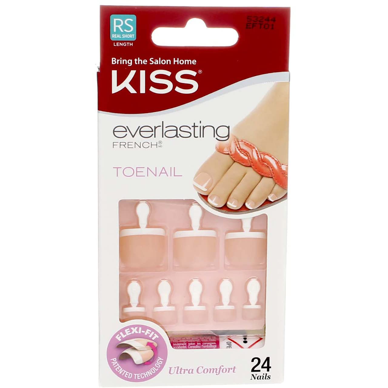 Kiss Everlasting French Toenail Kit Real Short 24 Nail (6 Pack) Beauty & Personal Care KISS