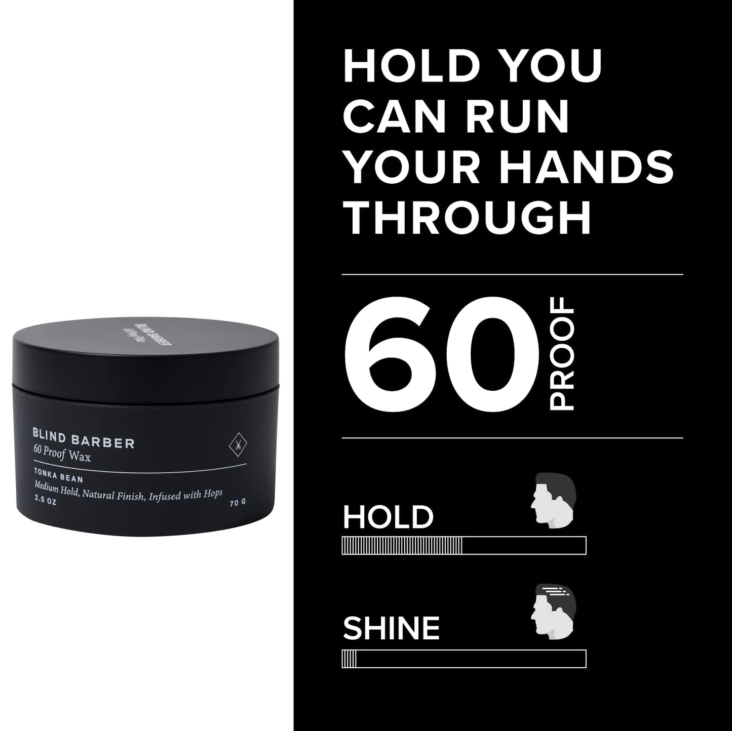 Blind Barber 60 Proof Hair Wax for Men - Water-Based Wax for Hair Styling - Medium, Workable Hold & Shine - Made with Volumizing Hops Extract Beauty & Personal Care Blind Barber