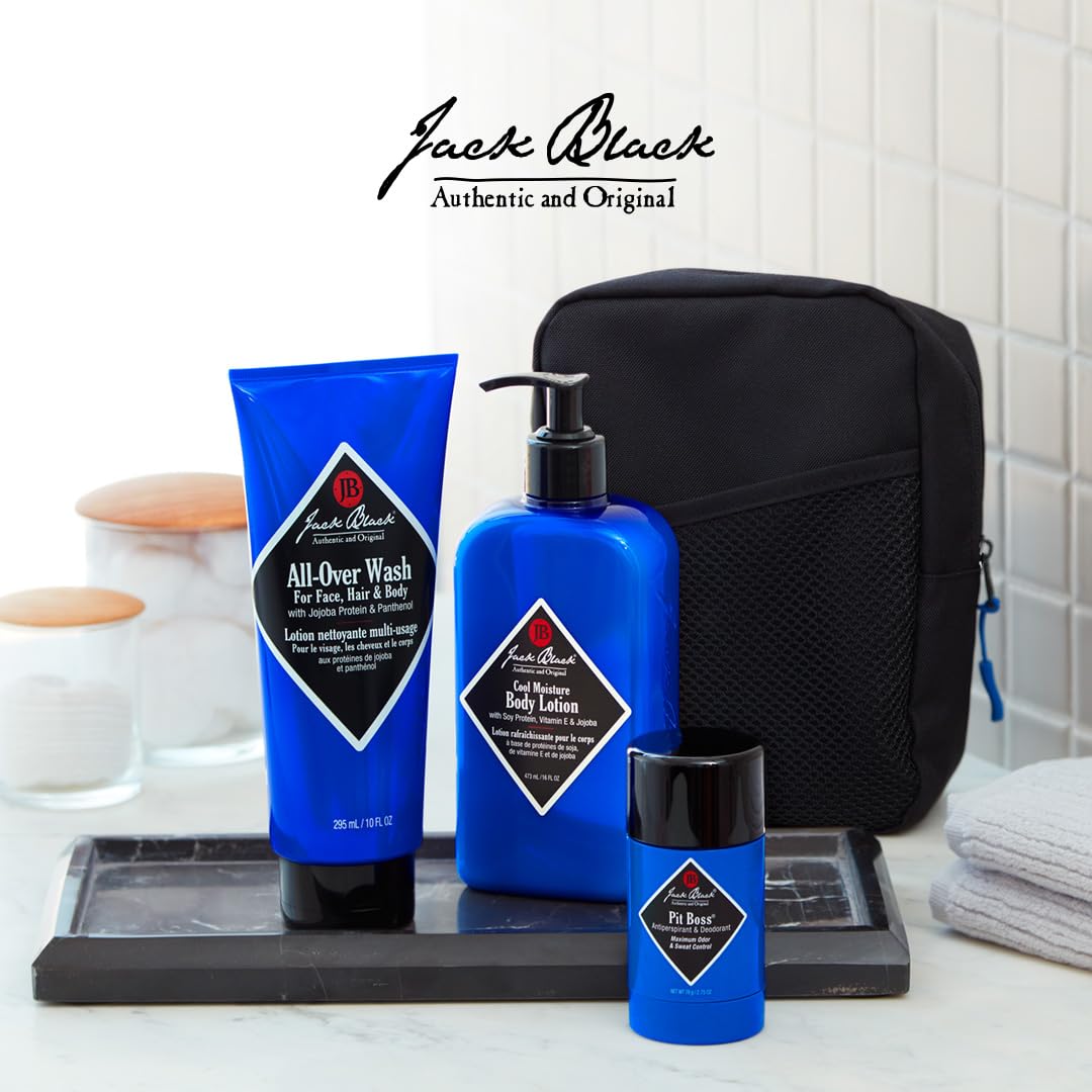 Jack Black All-Over Clean & Cool Body Basics Body Collection Set for Men - Multi-Purpose Mens Body Wash, Pit Boss Men's Deodorant, Body Lotion Beauty & Personal Care Jack Black