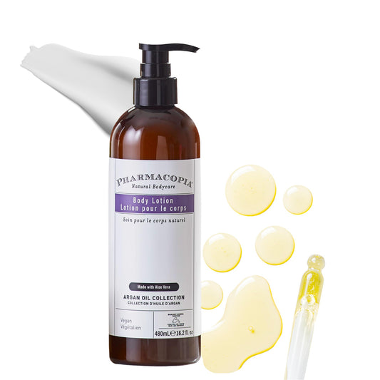 Pharmacopia Hotel Argan Oil Body Lotion - Vegan Moisturizer for Dry Skin, Lotion with Melon and Green Tea Essence - Natural, Organic and Cruelty-Free Beauty & Personal Care Pharmacopia