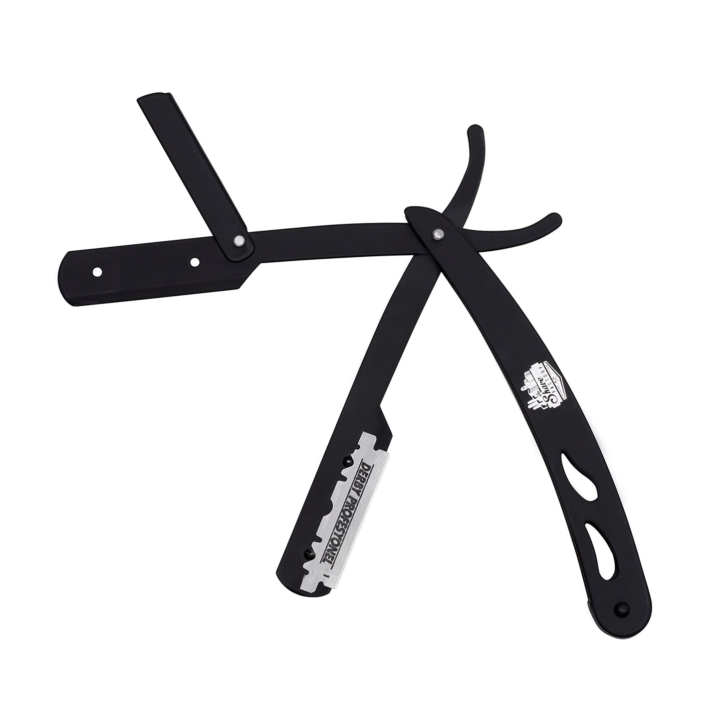 the shave factory Factory® Straight Edge Razor Kit - Single - Stainless Steel razors men from (Black / 100 Derby Professional Blades), 1.0 Count Beauty and Personal Care the shave factory