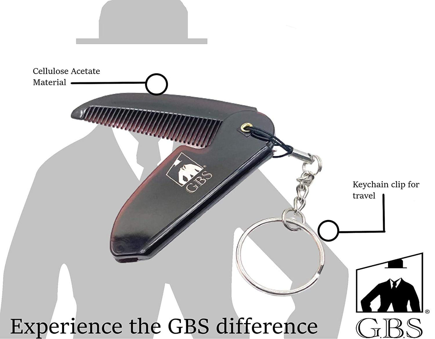 GENTS Folding Pocket Comb for Men - Travel Beard Mustache Hair Grooming Keychain Accessory Handmade Beauty & Personal Care G.B.S
