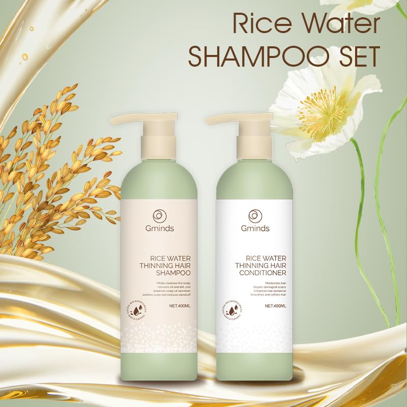 Rice Water Hair Growth Shampoo & Conditioner Large Size 400ml(13.5oz) each - Women & Men Beauty & Personal Care Gminds