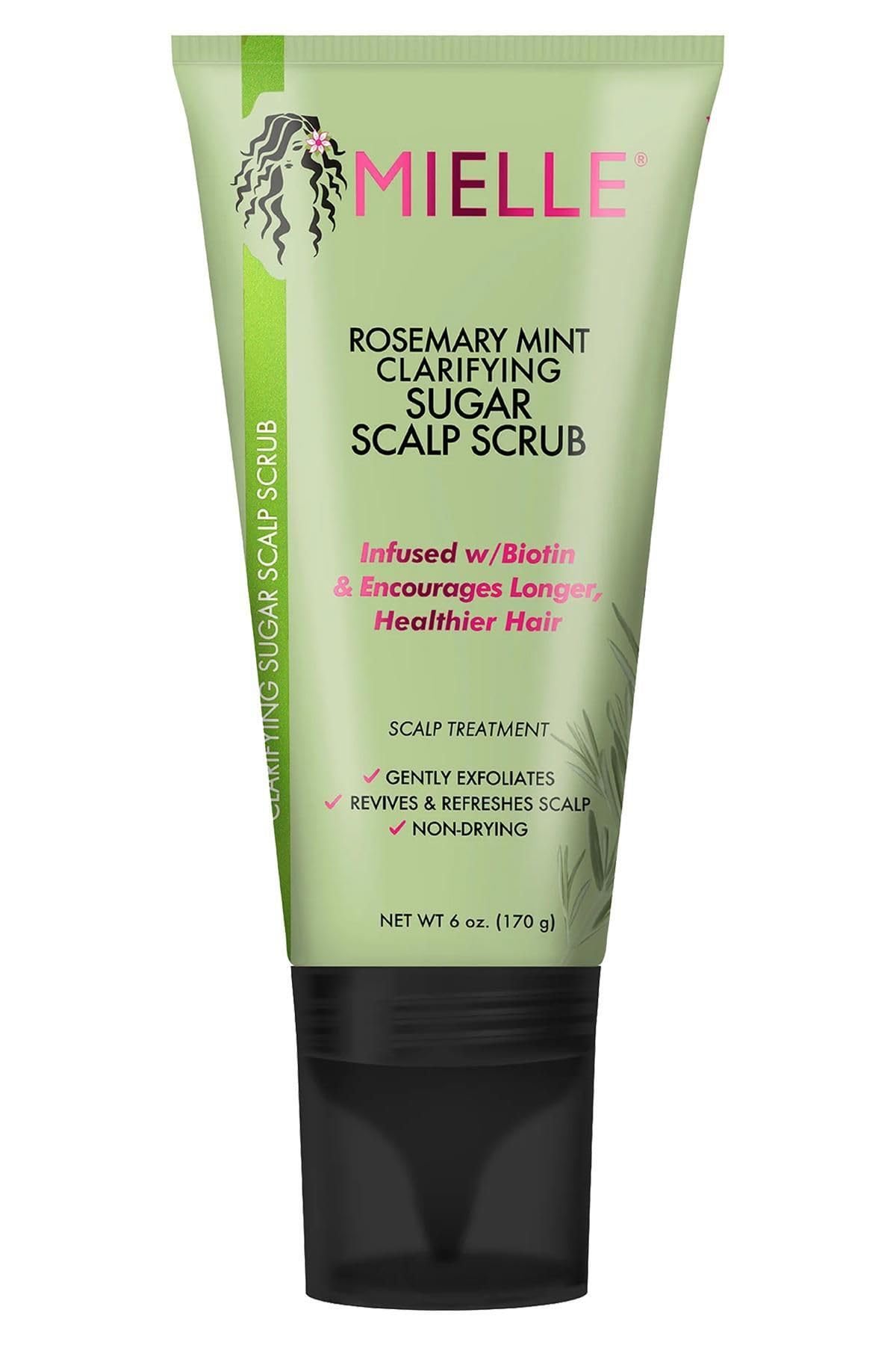Mielle Organics Rosemary & Mint Sugar Exfoliating Scalp Scrub - Gentle Pre-Shampoo Dry Scalp Treatment for Oil & Product Buildup - Biotin Infused