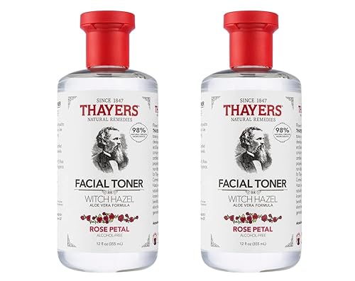 THAYERS Alcohol-Free, Hydrating Rose Petal Witch Hazel Facial Toner with Aloe Vera Formula, Vegan, Dermatologist Tested and Recommended, 12 Oz (Pack Beauty & Personal Care THAYERS
