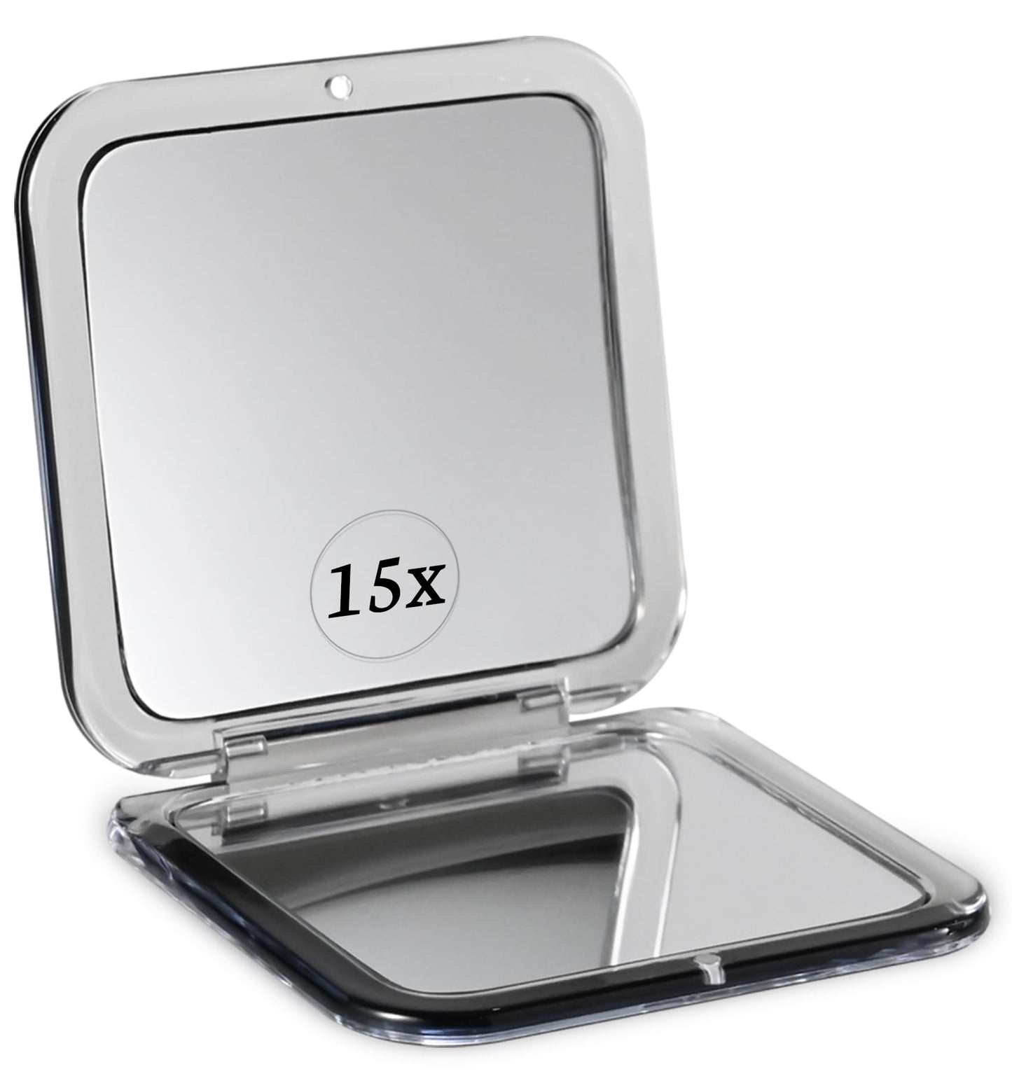MIRRORVANA Small Compact 15X Magnifying Mirror for Travel - Handheld, Foldable & Lightweight - Mini Pocket-Sized Magnified Mirror for Purse - Square Beauty & Personal Care MIRRORVANA