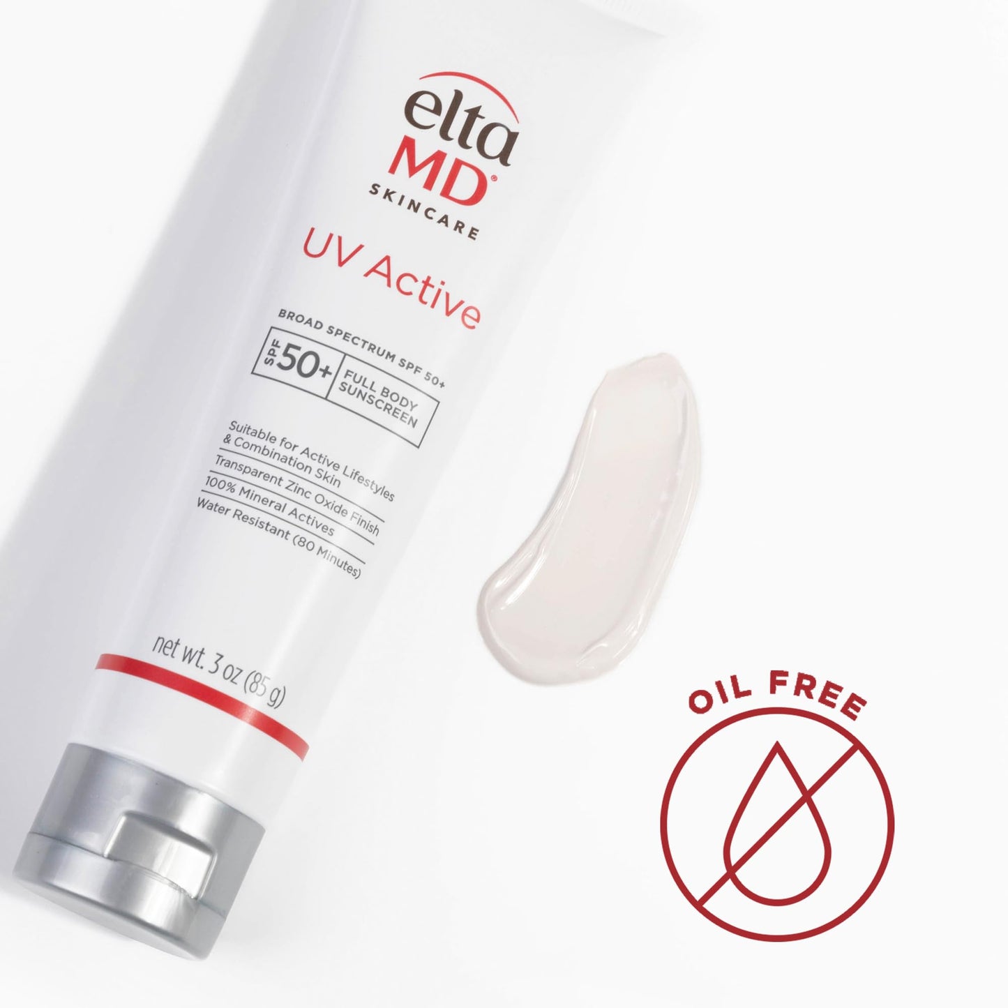 EltaMD UV Active Mineral Sunscreen with Zinc Oxide, Water Resistant Sunscreen SPF 50+ Up to 80 Minutes, Oil Free SPF for Face and Body, 3.0 oz Tube Beauty & Personal Care EltaMD