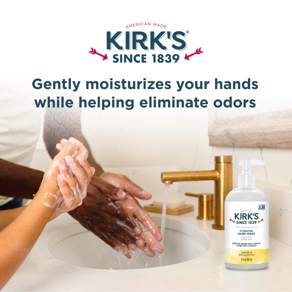 Kirk's Hydrating Hand Wash - Made with Coconut Oil and Aloe Vera, With Odor Neutralizing Technology To Help Eliminate Odors, Non-GMO, Vegan, Lemon Beauty & Personal Care Kirk's