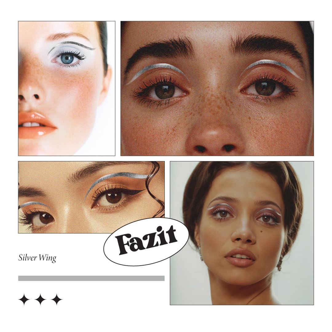 Fazit Makeup Patches - Silver Wing Eyes - Glow Up Make-Up Patches - Cute Glitter Makeup Accessories for Women - Cosmetic Glitter for Face Beauty & Personal Care Fazit