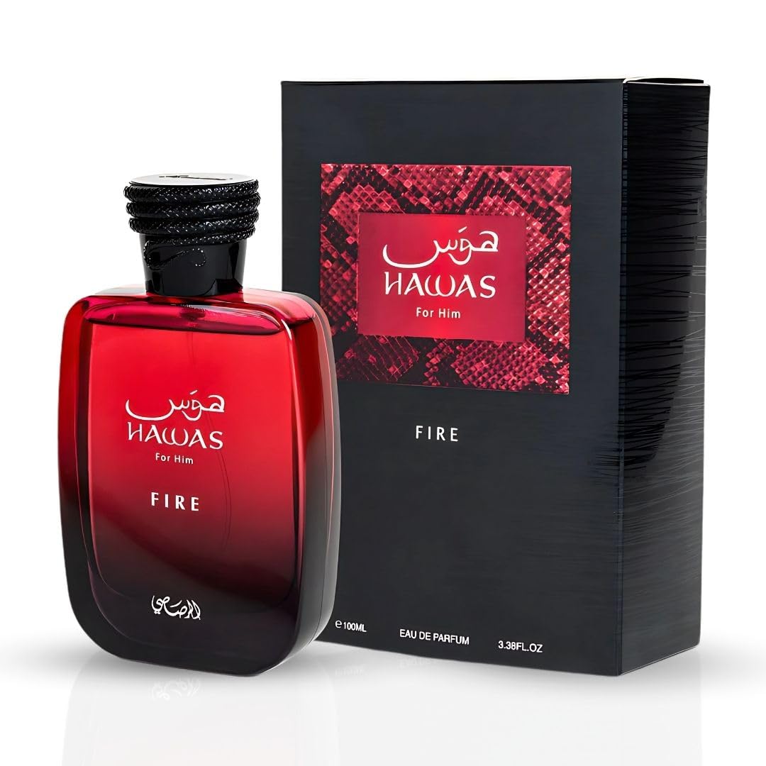 RASASI Hawas Fire Eau De Parfum Spray 100ML(3.4 Oz) - Bold Long Lasting Arabian Perfume For Men With A Fiery Essence - Indulge In A Luxurious Perfume Beauty & Personal Care RASASI